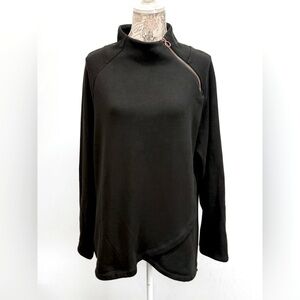EARTH YOGA Black zip neck fur lined pullover top size XXL